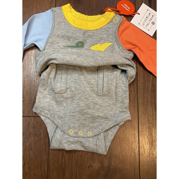 gender neutral dinosaur one piece adaptive clothing orange blue 0-3 months NWT - Picture 6 of 6